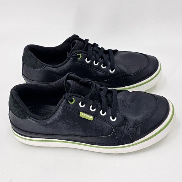 Crocs Men's 11 Hank Haney Black Leather Suede Athletic Spikeless Golf Shoes - Picture 5 of 10